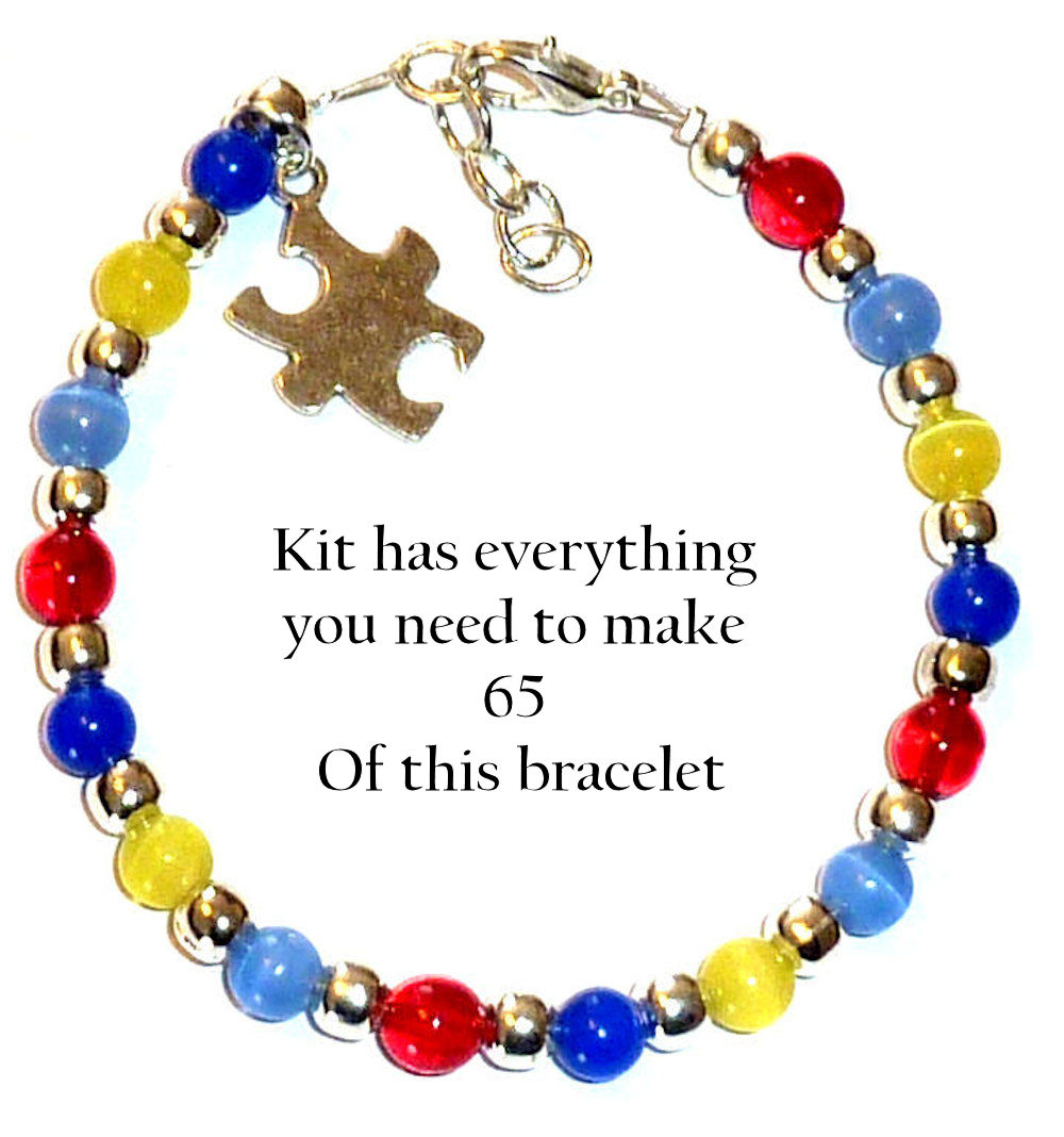 Autism Awareness Bracelets with Clasp -6mm- KIT - to make 65 bracelets