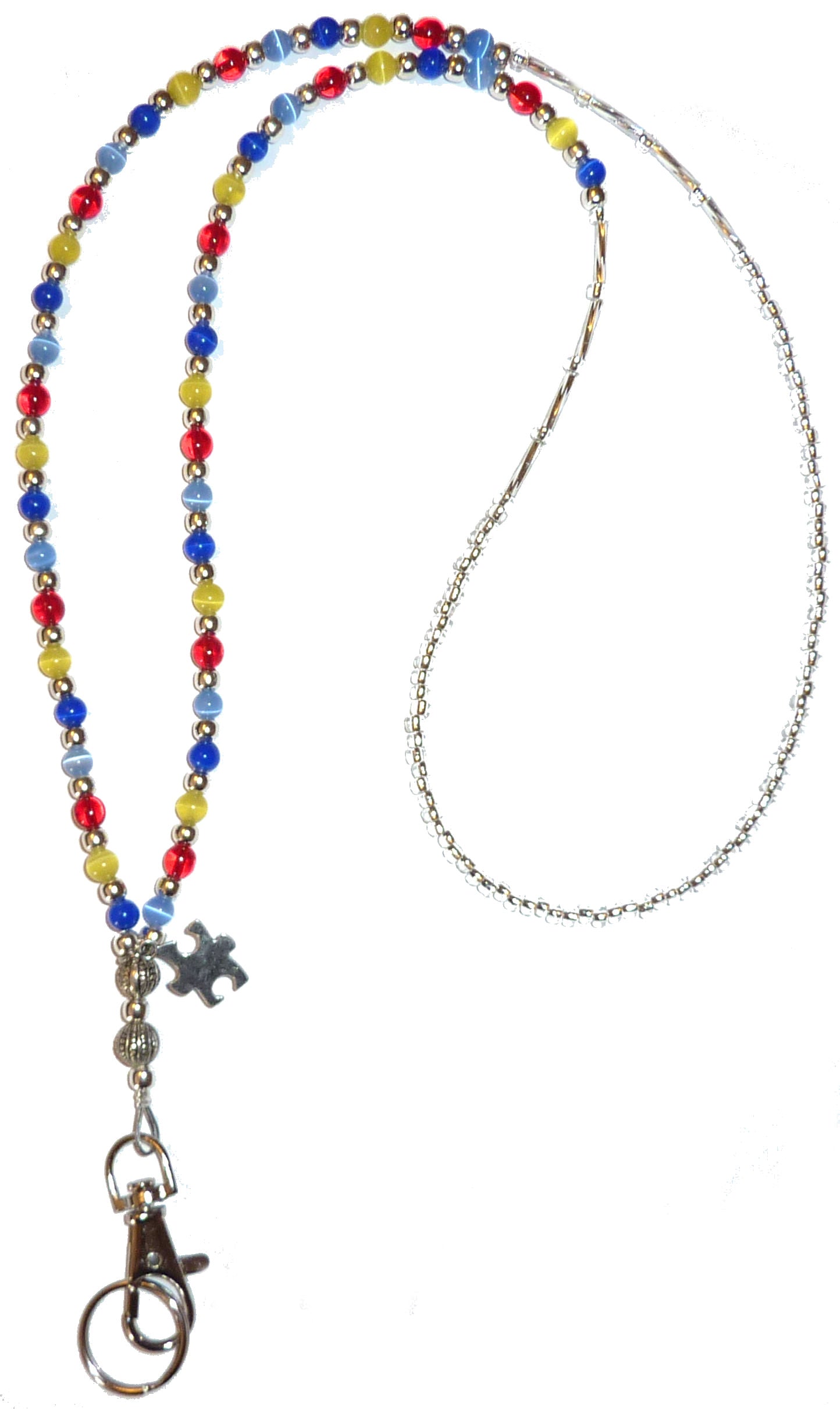 Autism Awareness With Puzzle Charm Fashion Lanyard 34" NON Breakaway