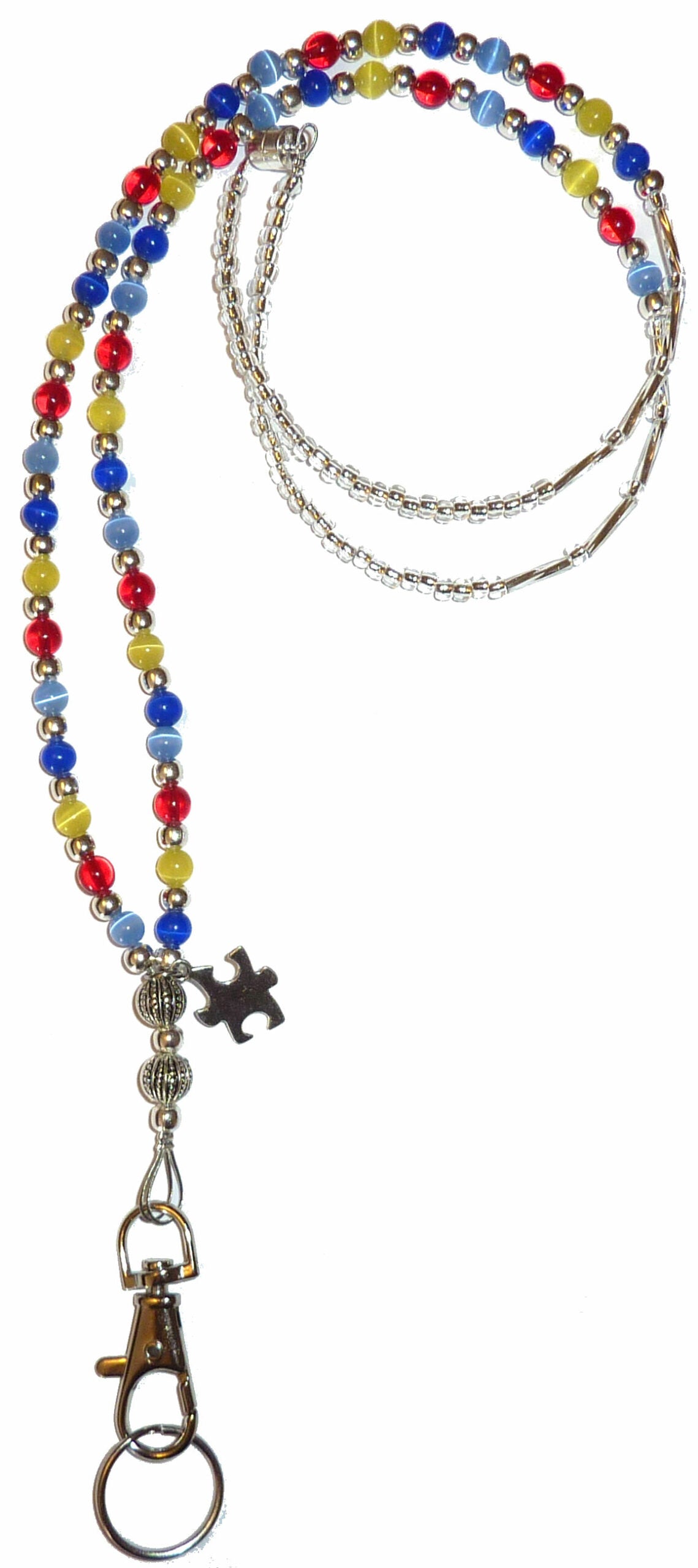 Autism Awareness With Puzzle Charm Fashion Lanyard with break away magnetic clasp