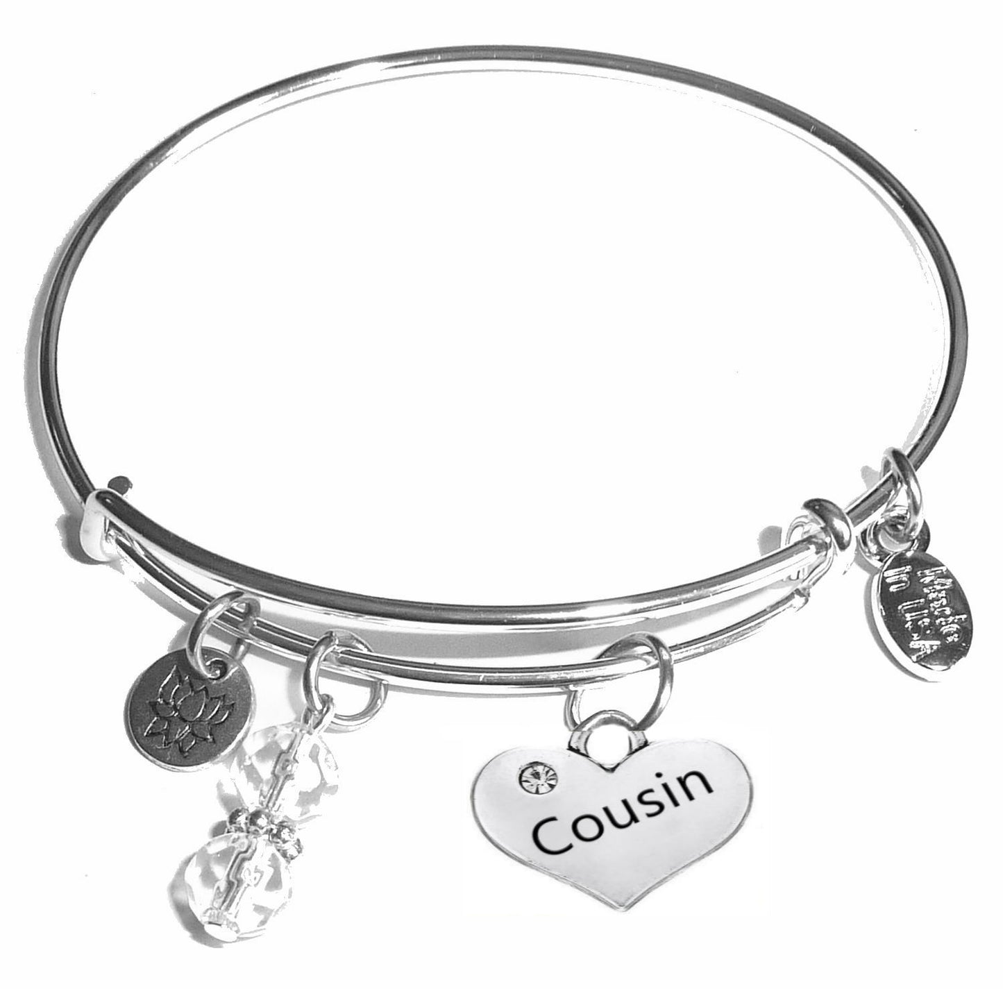 Cousin- Message Bangle Bracelet - Expandable Wire Bracelet– Comes in a gift box