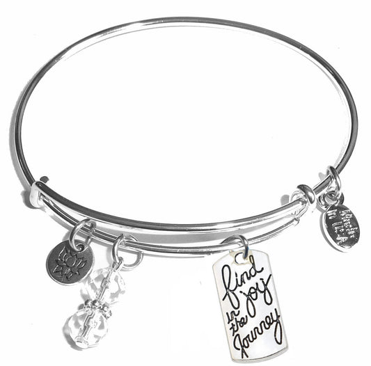 Find Joy in the Journey- Message Bangle Bracelet - Expandable Wire Bracelet– Comes in a gift box
