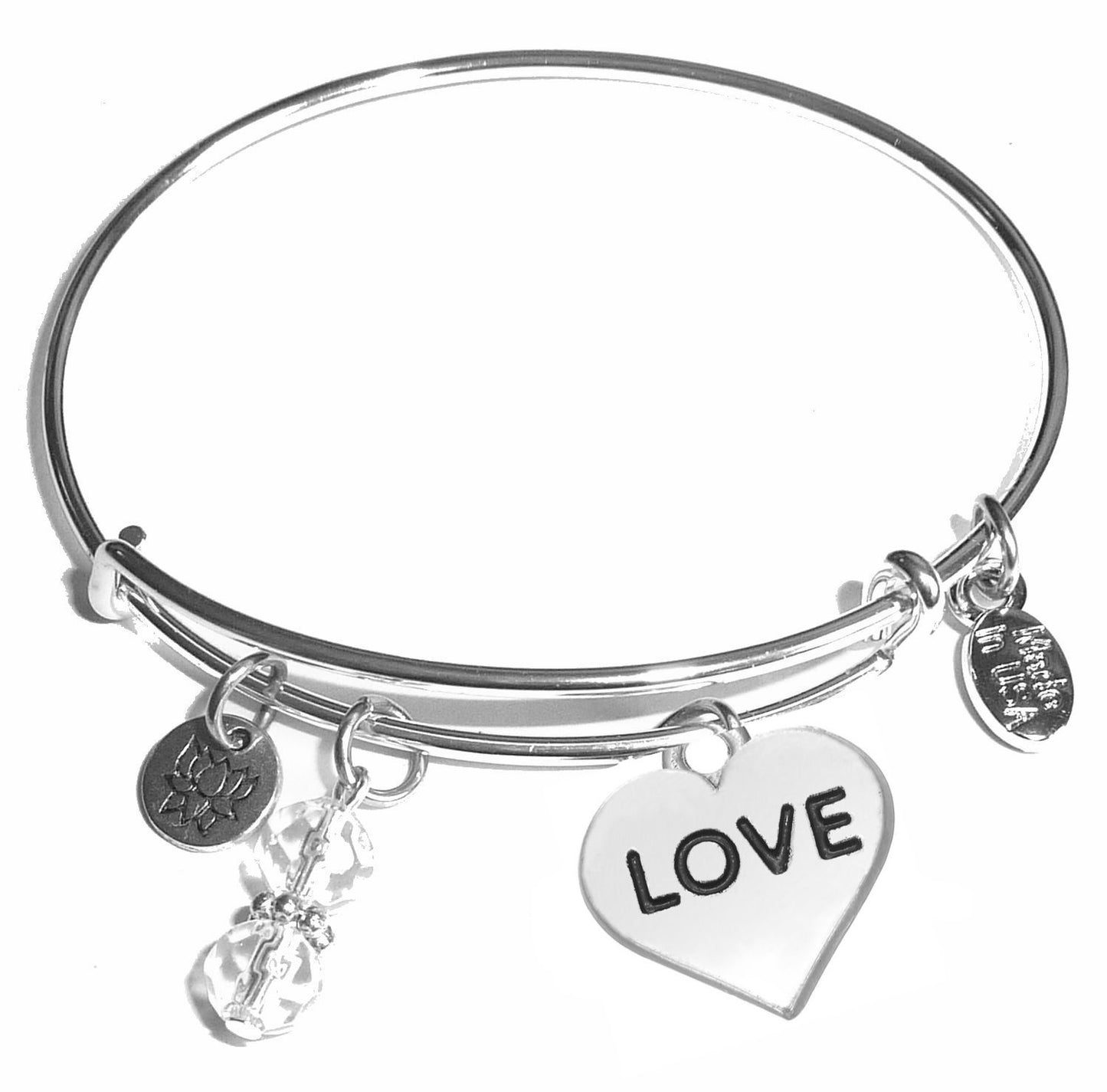 Love - Message Bangle Bracelet - Expandable Wire Bracelet– Comes in a gift box