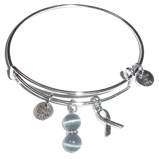 Grey ( Brain Cancer ) Hope for the Cure Bangle Bracelet -Expandable Wire Bracelet– Comes in a gift box