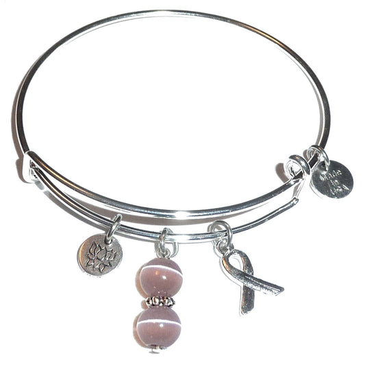 Lavender ( Cancer survivors ) Hope for the Cure Bangle Bracelet -Expandable Wire Bracelet– Comes in a gift box
