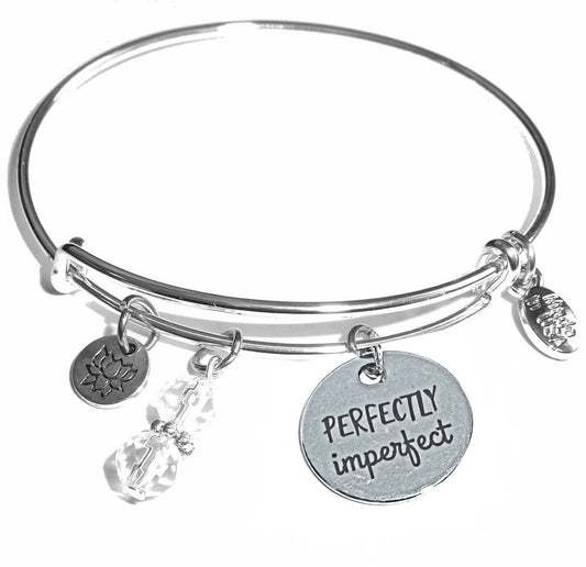 Perfectly Imperfectly - Message Bangle Bracelet - Expandable Wire Bracelet – Comes in a gift box