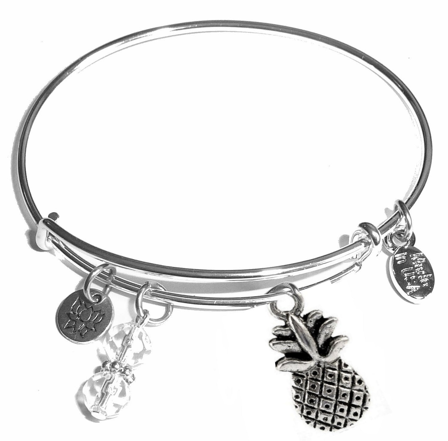 Pineapple - Message Bangle Bracelet - Expandable Wire Bracelet– Comes in a gift box