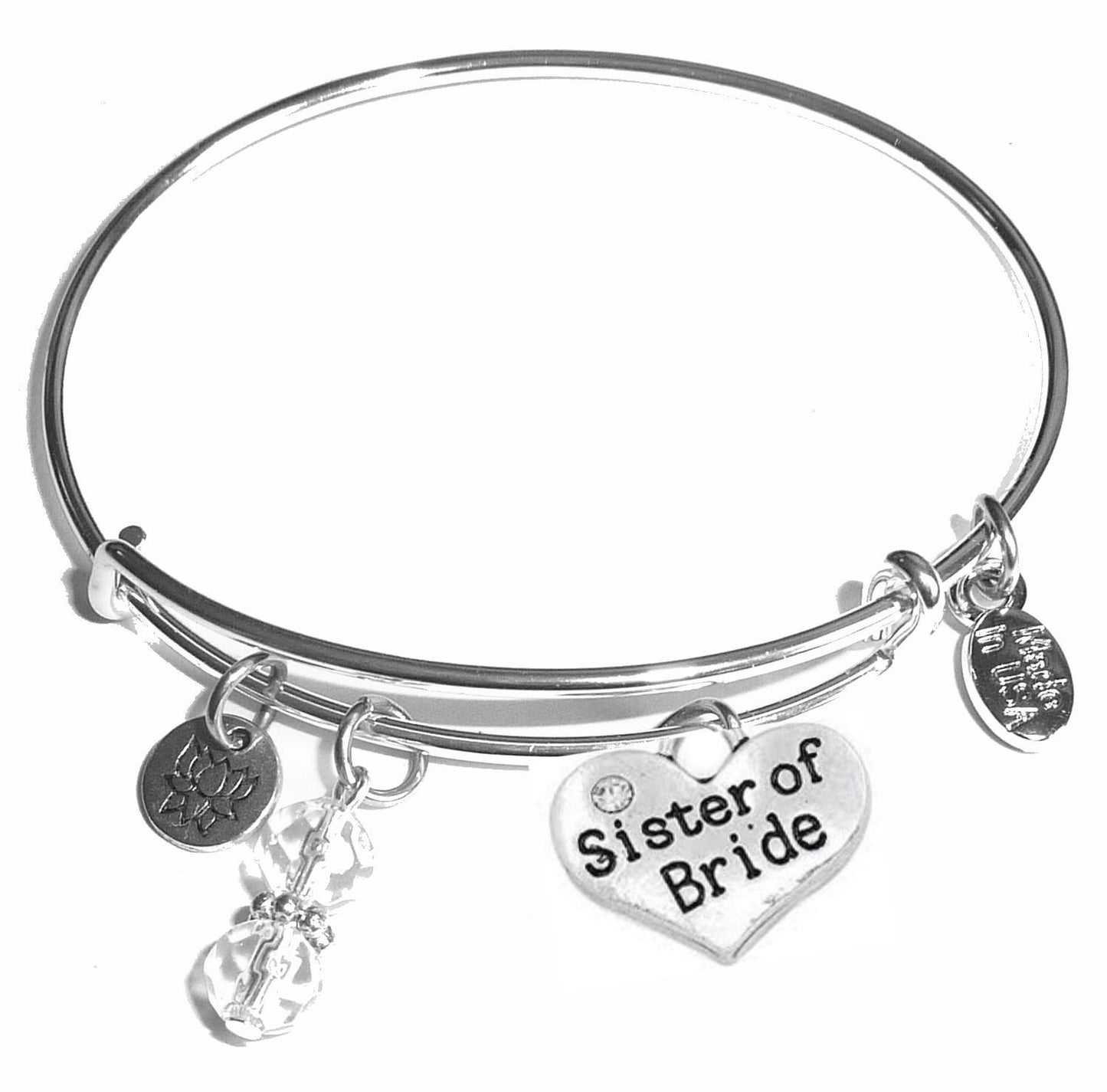 Sister of the Bride - Message Bangle Bracelet - Expandable Wire Bracelet– Comes in a gift box