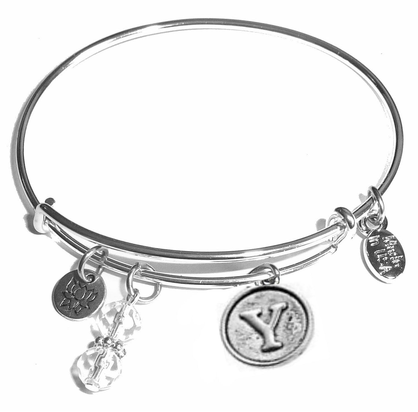Y - Initial Bangle Bracelet -Expandable Wire Bracelet– Comes in a gift box