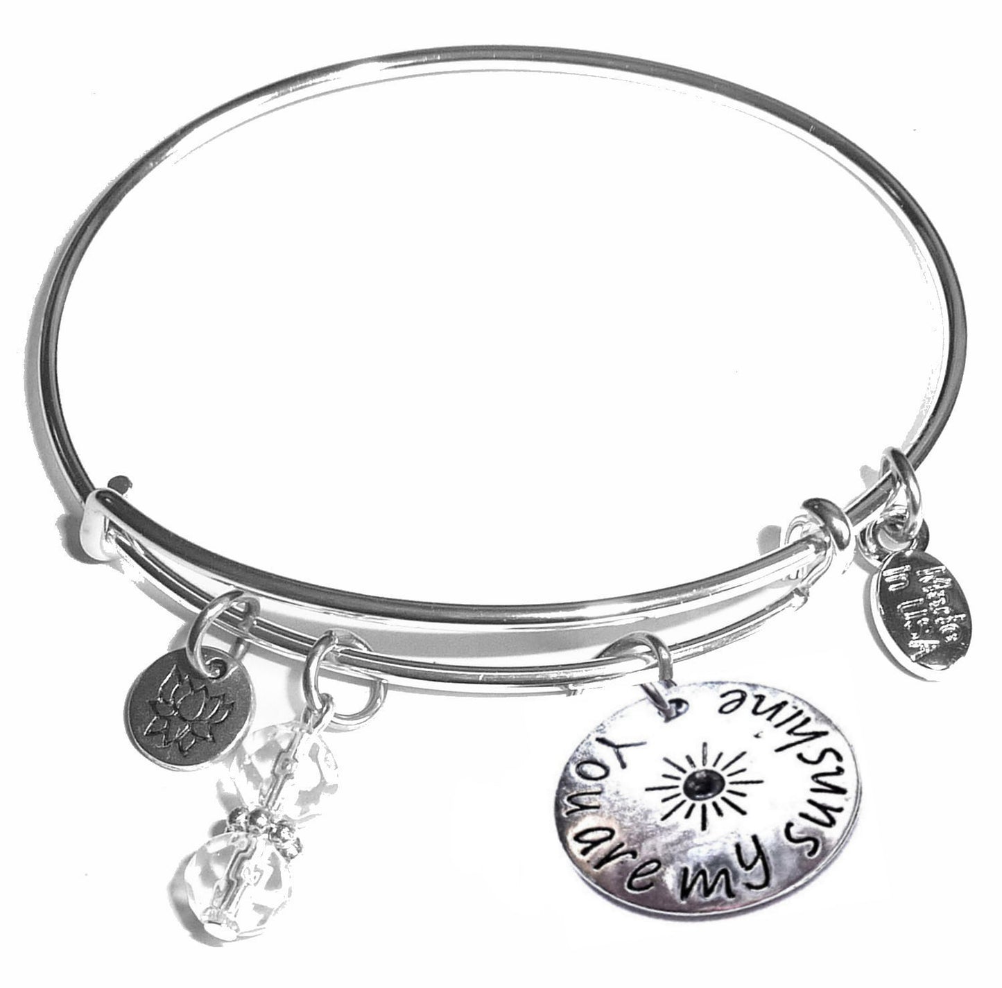 You are my Sunshine - Message Bangle Bracelet - Expandable Wire Bracelet– Comes in a gift box