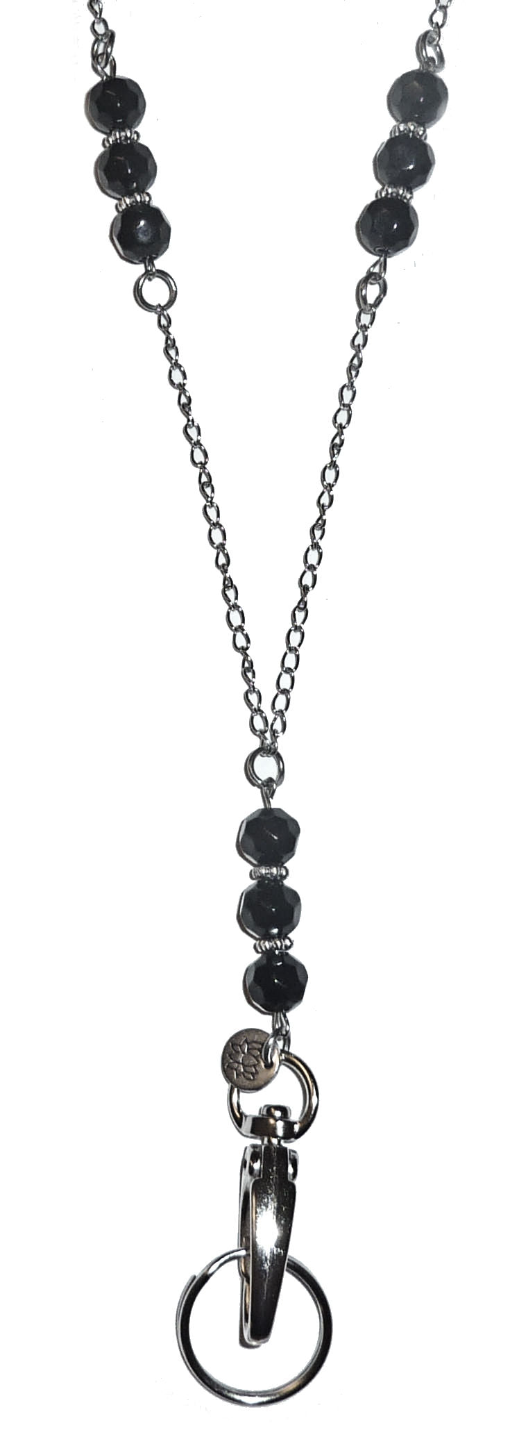 Black Beaded Chain Lanyard - ID Badge Holder (Non Breakaway - Stronger)