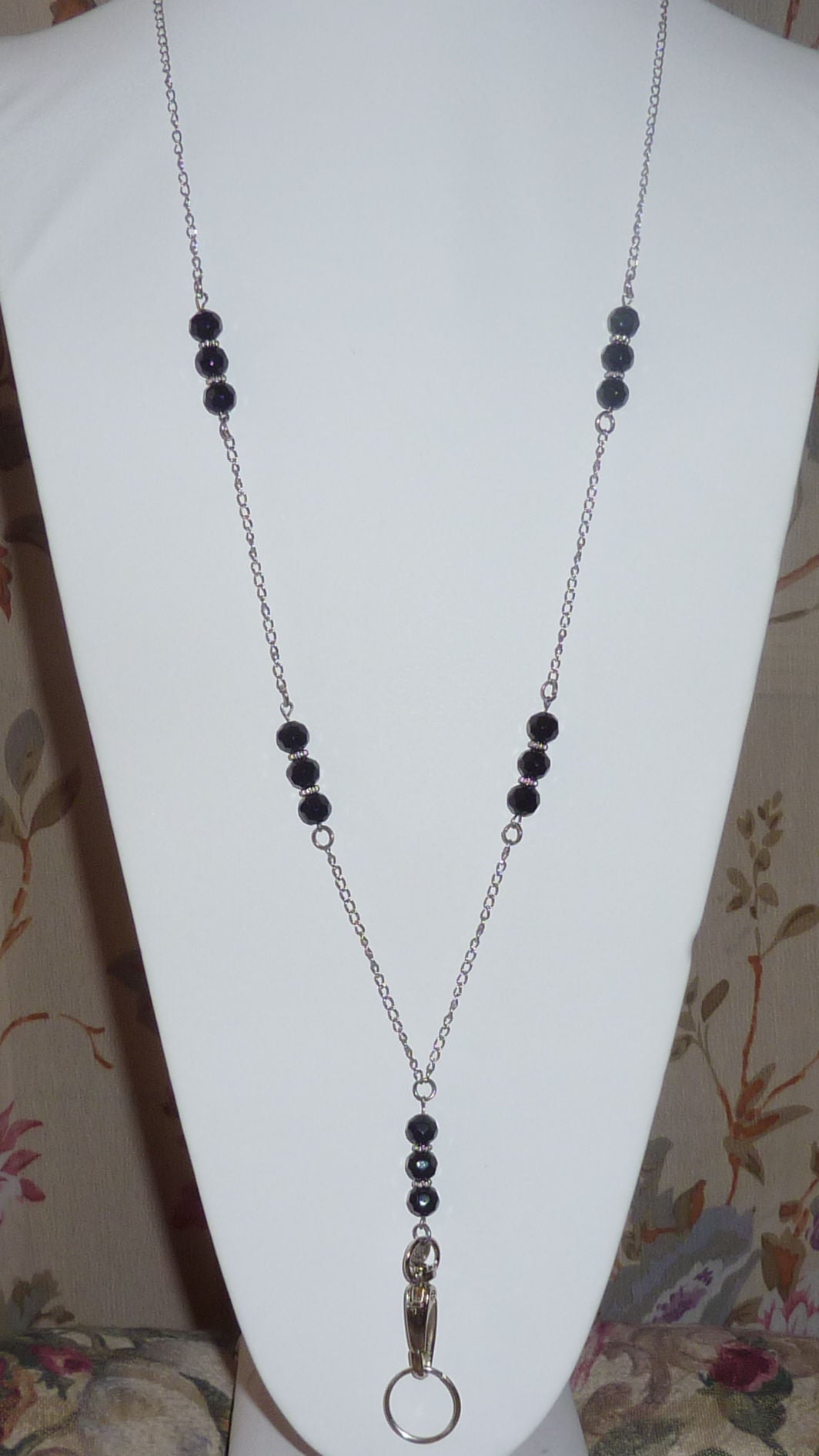 Black Beaded Chain Lanyard - ID Badge Holder (Non Breakaway - Stronger)