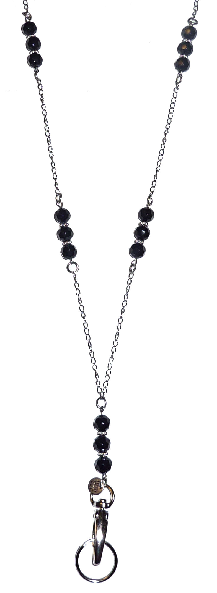 Black Beaded Chain Lanyard - ID Badge Holder (Non Breakaway - Stronger)