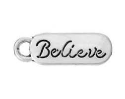 Pewter Silver Tone Message Charm - Believe
