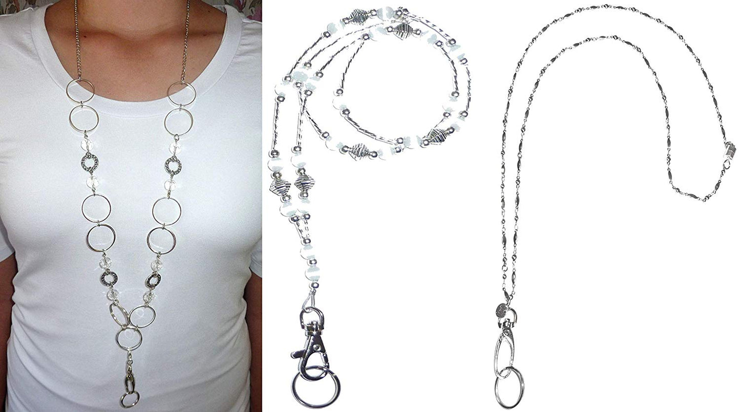 Pack of 3 of Women's Fashion Jewelry Necklace Lanyard - Best Sellers- Magnetic Breakaway