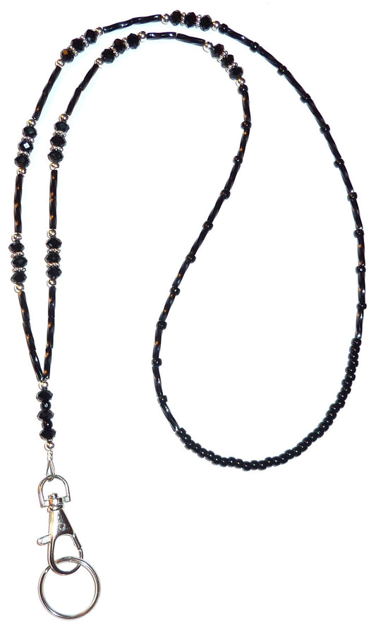 Crystal Black Fashion Lanyard 34" NON Breakaway - Strong