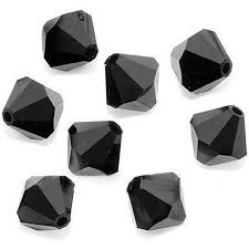 Bi-cone 4mm Glass Black faceted beads, 100 beads per strand