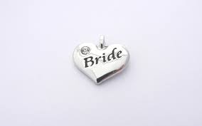 Pewter Silver Tone Message Charm - Bride