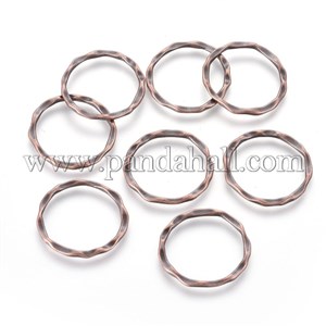 Bronze - Linking Rings, Tibetan Style, Lead Free and Nickel Free, 22x1.5mm, about 18.5mm inner diameter