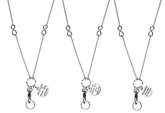 Pack of 3 - Message Inspirational Charm Lanyards - Pack of 3
