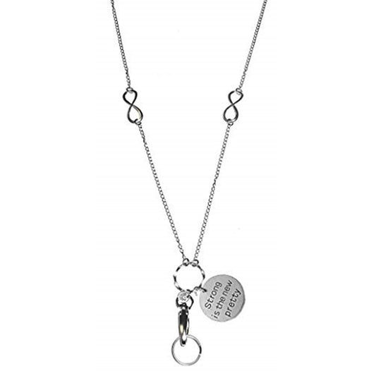 Strong Is The New Pretty - Charm Lanyard Stainless Steel Fashion Women's Lanyard 34" With Lobster Clasp
