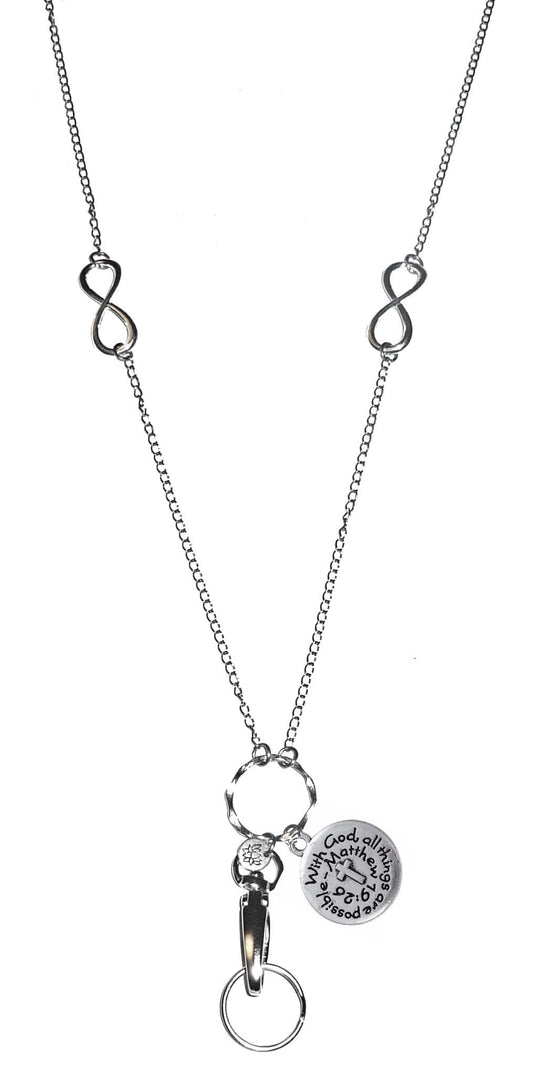 With God all things are possible - Charm Lanyard Stainless Steel Fashion Women's Lanyard 34" With Lobster Clasp