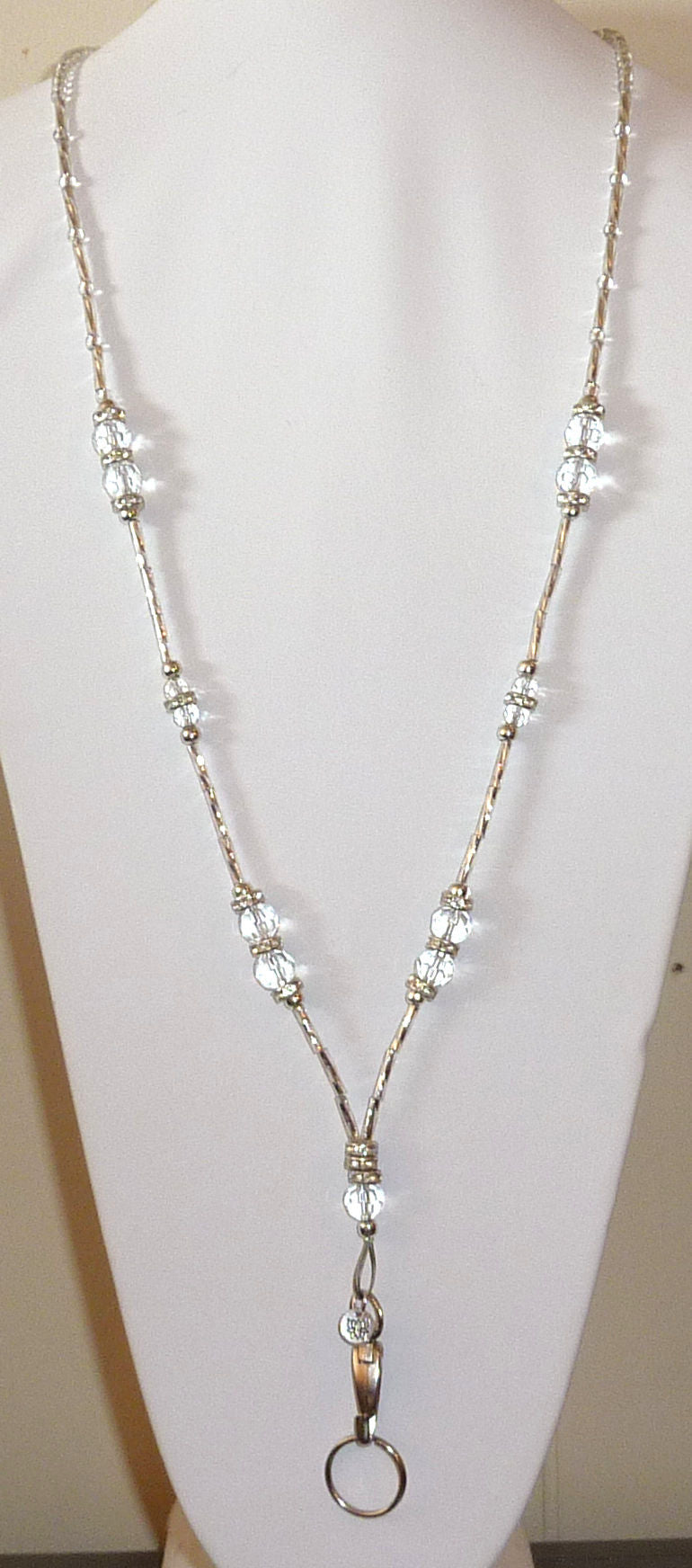 #209 Magnetic Breakaway Clasp - Crystal Women's Fashion Beaded Lanyard, 34" Jewelry Lanyard for ID Badge Holder and Keys
