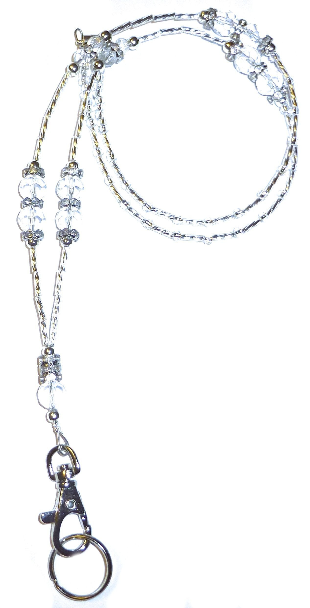 #209 Magnetic Breakaway Clasp - Crystal Women's Fashion Beaded Lanyard, 34" Jewelry Lanyard for ID Badge Holder and Keys