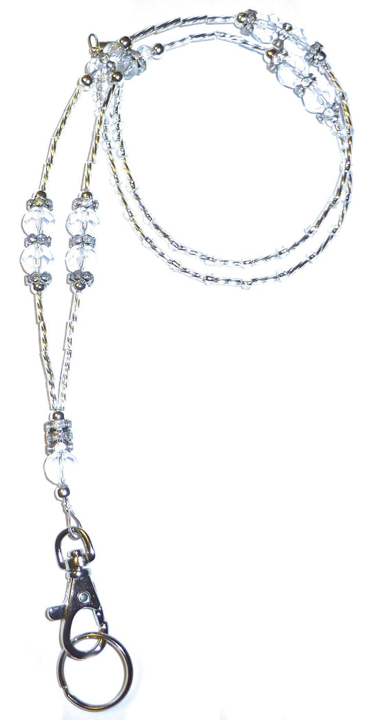 #209 Magnetic Breakaway Clasp - Crystal Women's Fashion Beaded Lanyard, 34" Jewelry Lanyard for ID Badge Holder and Keys