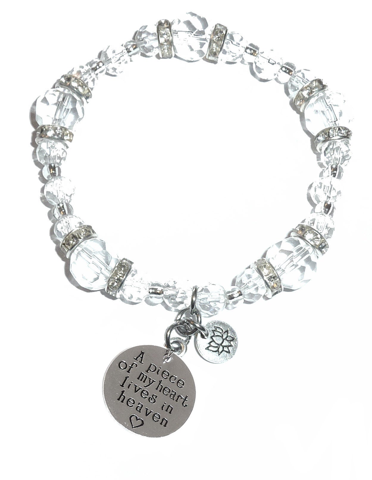 A Piece Of My Heart Crystal Charm Bracelet - Crystal Stretch Bracelet