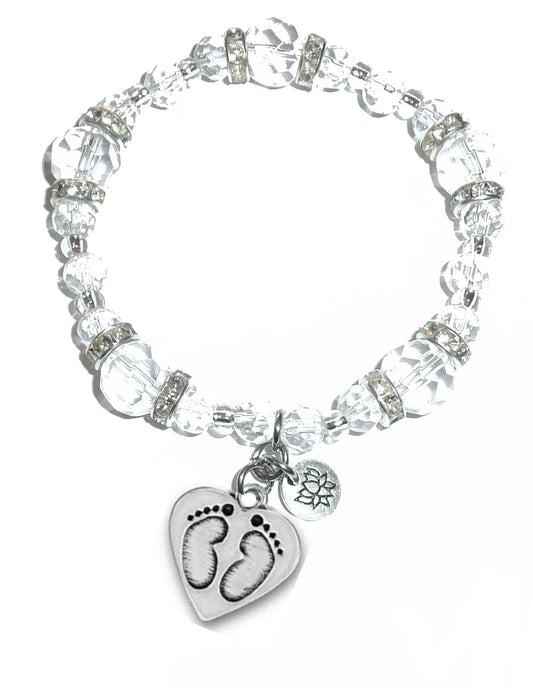 Baby Feet Charm Bracelet - Crystal Stretch