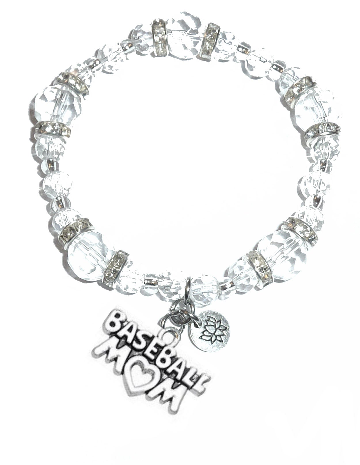 Baseball Mom Charm Bracelet - Crystal Stretch