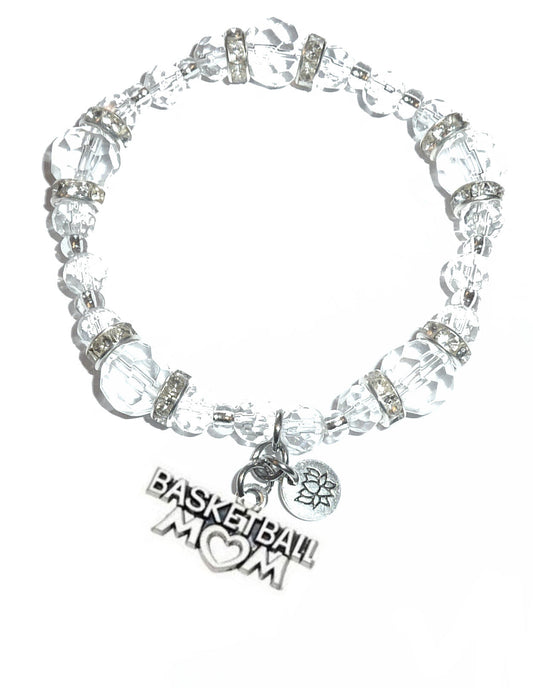 Basketball Mom Charm Bracelet - Crystal Stretch