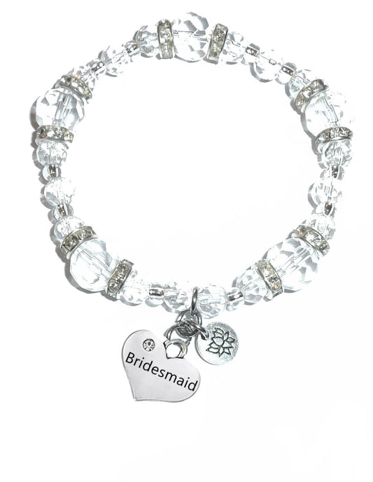 Bridesmaid Charm Bracelet - Crystal Stretch