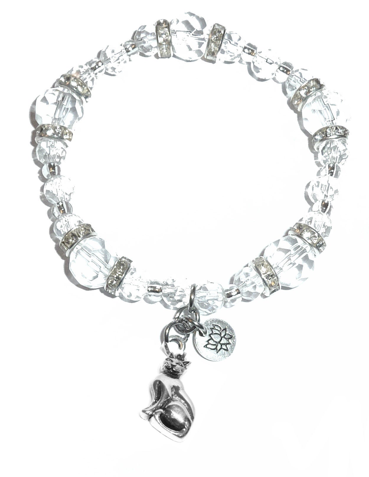 Cat Charm Bracelet - Crystal Stretch