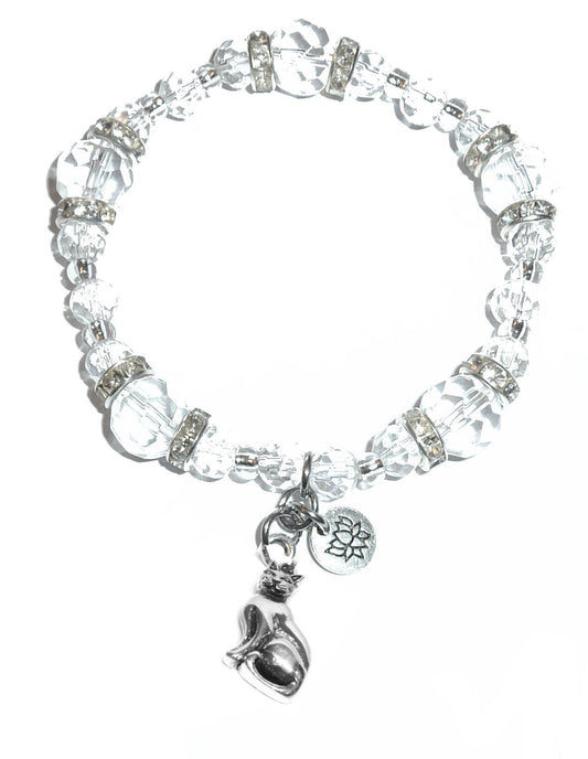 Cat Charm Bracelet - Crystal Stretch