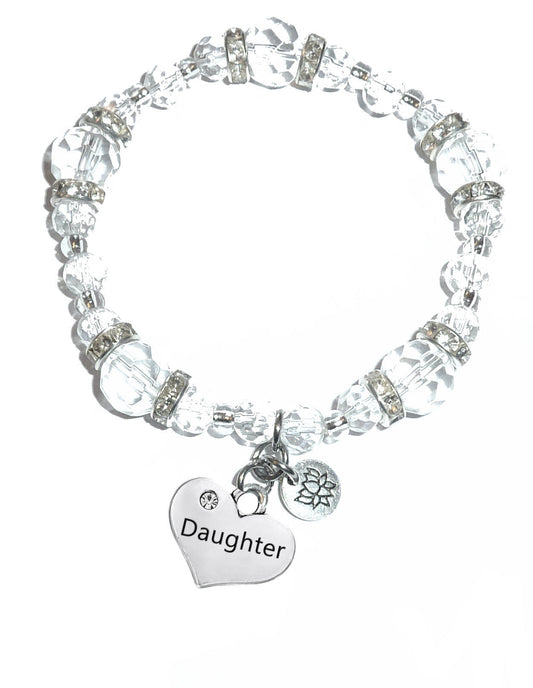 Daughter Charm Bracelet - Crystal Stretch