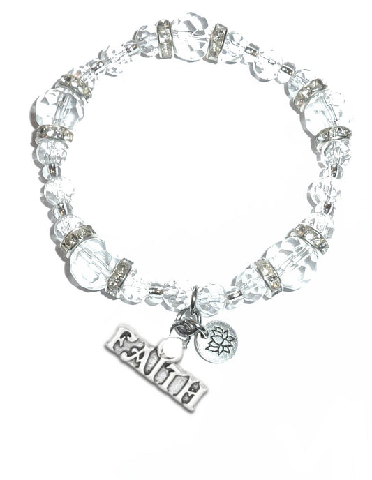 Faith Charm Bracelet - Crystal Stretch