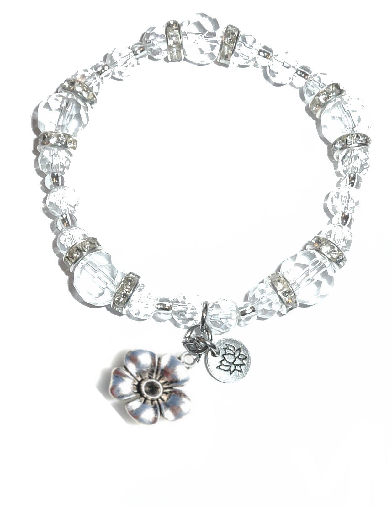 Flower Charm Bracelet - Crystal Stretch