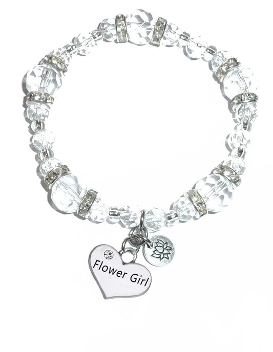 Flower Girl Charm Bracelet - Crystal Stretch