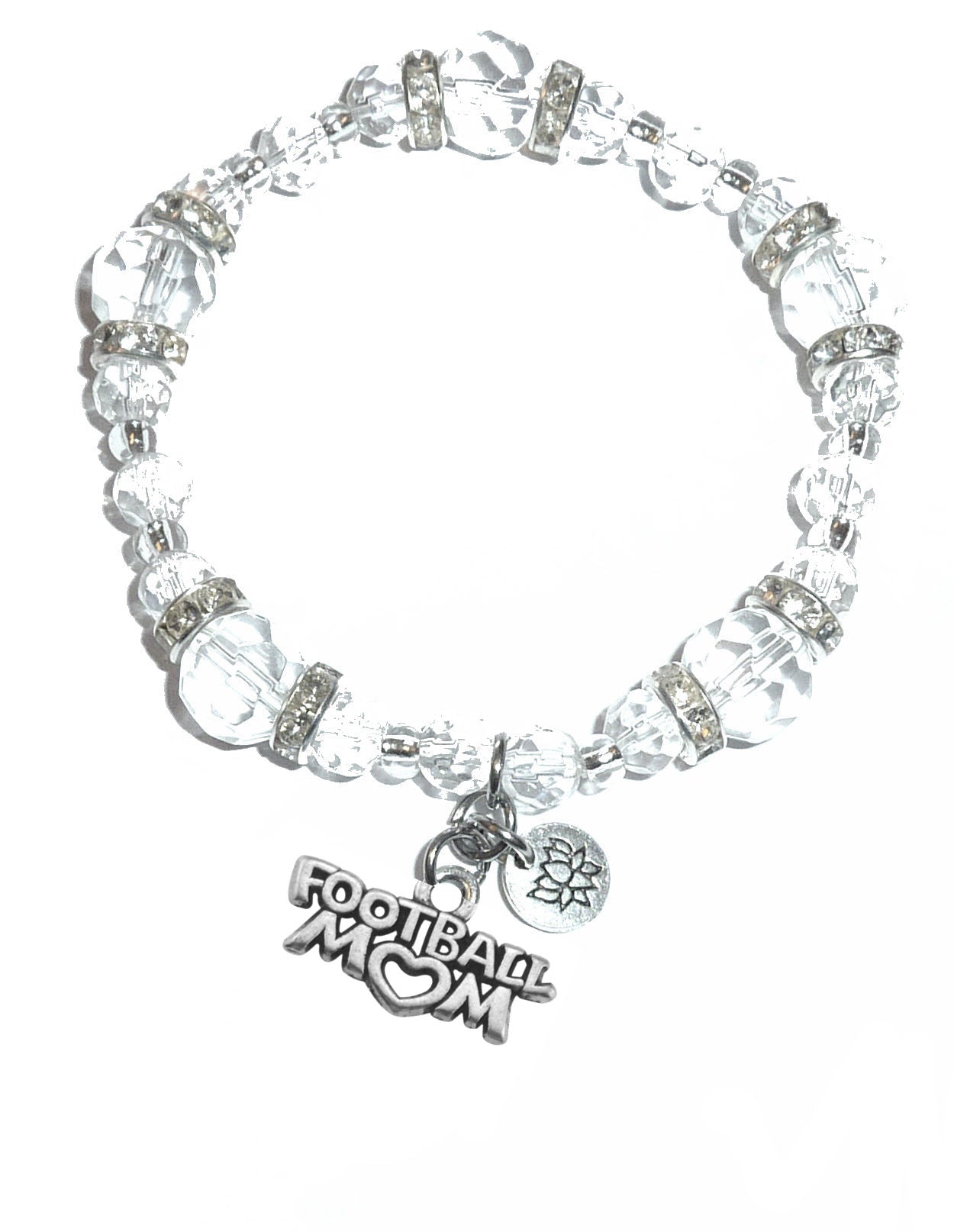Football Mom Charm Bracelet - Crystal Stretch