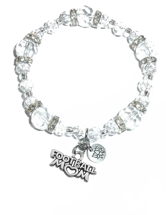 Football Mom Charm Bracelet - Crystal Stretch