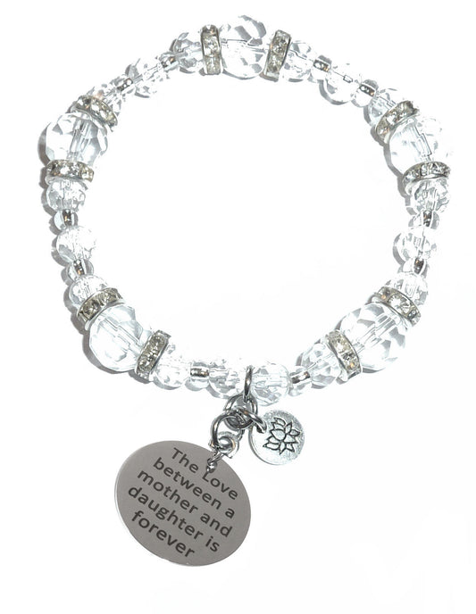 Love Between A Mother And Daughter Crystal Charm Bracelet - Crystal Stretch Bracelet