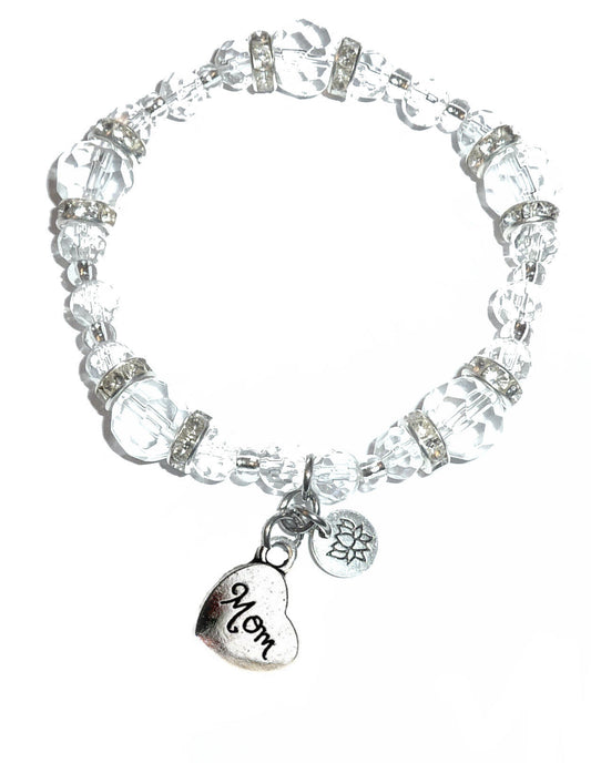 Mom Charm Bracelet - Crystal Stretch