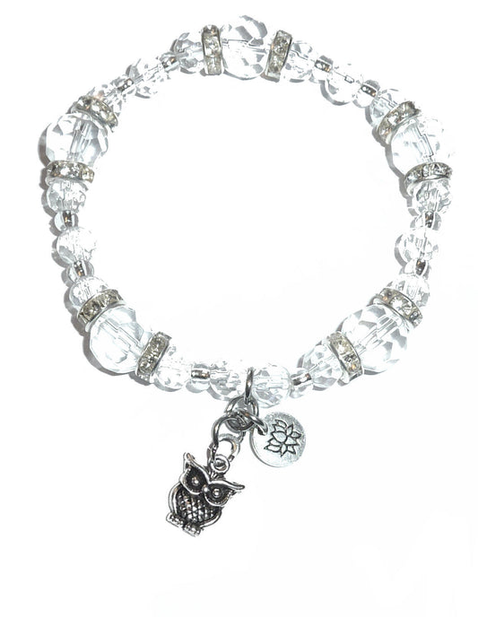 Owl Charm Bracelet - Crystal Stretch