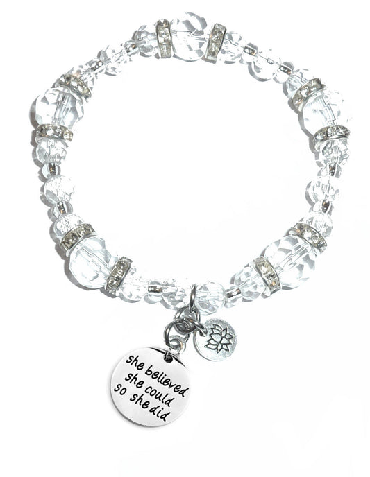 She Believed Charm Bracelet - Crystal Stretch