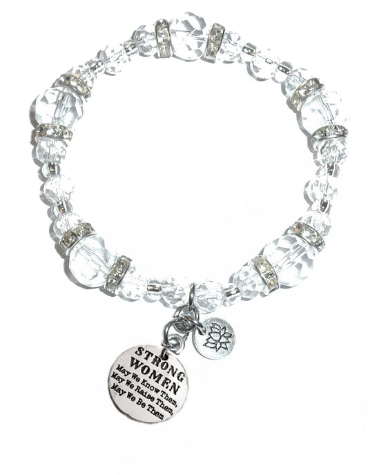 Strong Women Charm Bracelet - Crystal Stretch