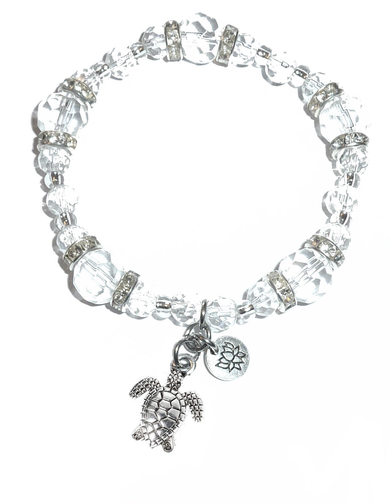 Turtle Charm Bracelet - Crystal Stretch