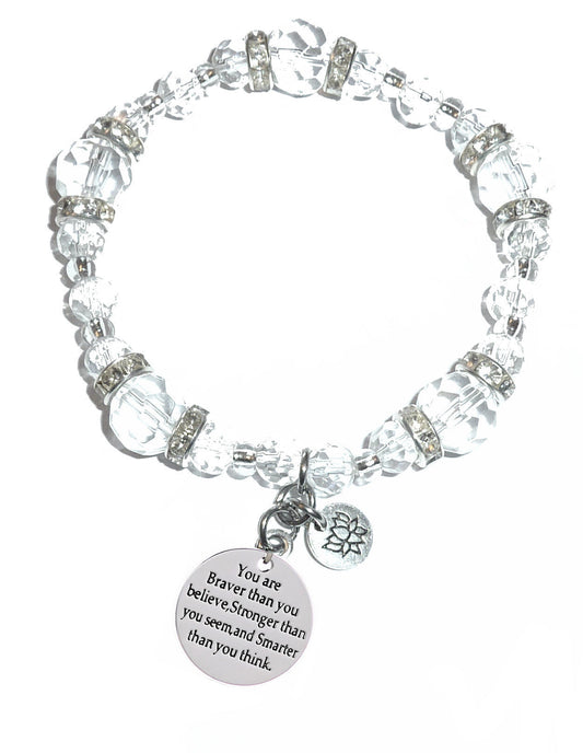 You Are Braver, Stronger, Smarter Charm Bracelet - Crystal Stretch