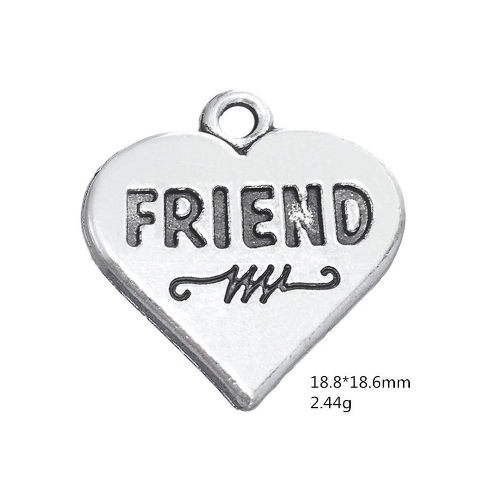 Pewter Silver Tone Message Charm - Friends