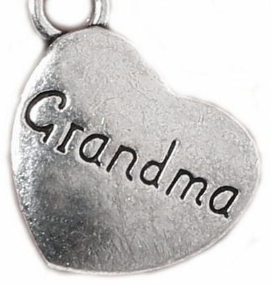 Pewter Silver Tone Message Charm - Grandma